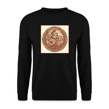 Funny sloth Roman gladiator in the Colosseum - Unisex Sweatshirt - black - Front - Alina (178cm) & Michal (187cm)