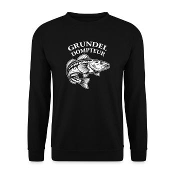 Grundel Angeln - Unisex Pullover - Schwarz - Vorne - Alina (178cm) & Michal (187cm)