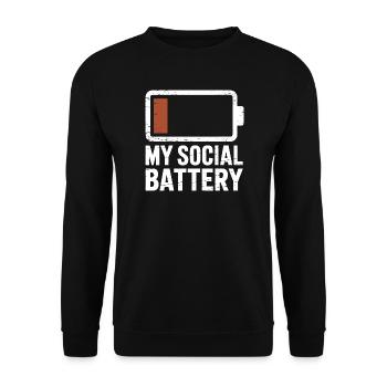 Social Battery Introvert Dead Battery Battery - Unisex Sweatshirt - black - Front - Alina (178cm) & Michal (187cm)