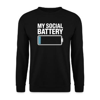 Social Battery Introvert Dead Battery Battery - Unisex Sweatshirt - black - Front - Alina (178cm) & Michal (187cm)