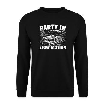 Party in Zeitlupe Pontonkapitän - Unisex Pullover - Schwarz - Vorne - Alina (178cm) & Michal (187cm)