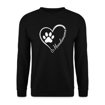 Hundemama Herz Pfote Motiv - Unisex Pullover - Schwarz - Vorne - Alina (178cm) & Michal (187cm)