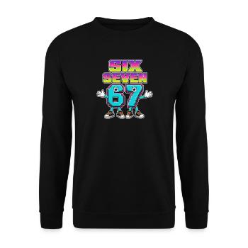 Six Seven 67 Meme Cartoon Style - Unisex Sweatshirt - black - Front - Alina (178cm) & Michal (187cm)