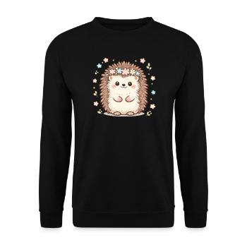 Style de corne de fleurs hérisson câlin - Sweat-shirt Unisexe - noir - Devant - Alina (178cm) & Michal (187cm)