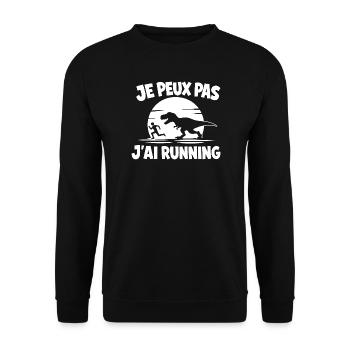 Je peux pas j'ai running dinosaure - Sweat-shirt Unisexe - noir - Devant - Alina (178cm) & Michal (187cm)