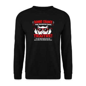 Chat Traître Lunettes Rouges - Sweat-shirt Unisexe - noir - Devant - Alina (178cm) & Michal (187cm)