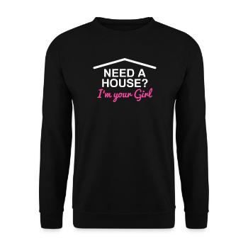 Besoin d’une maison ? Agent immobilier drôle - Sweat-shirt Unisexe - noir - Devant - Alina (178cm) & Michal (187cm)