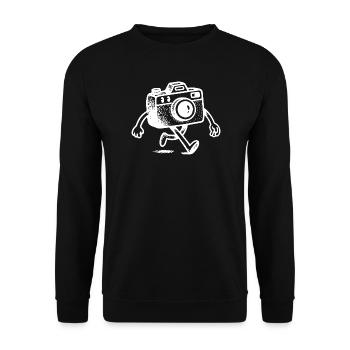 Fotoapparat Charakter Comic Kamera Fotografie  - Unisex Pullover - Schwarz - Vorne - Alina (178cm) & Michal (187cm)