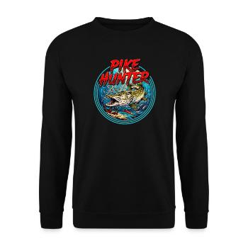 Motif de la pêche au brochet - Sweat-shirt Unisexe - noir - Devant - Alina (178cm) & Michal (187cm)