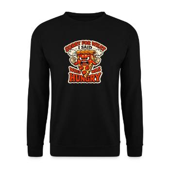 Angry Pizza Saying - Unisex Sweatshirt - black - Front - Alina (178cm) & Michal (187cm)
