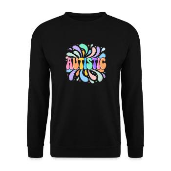 Autistischer Regenbogenspritzer - Unisex Pullover - Schwarz - Vorne - Alina (178cm) & Michal (187cm)