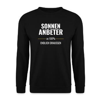 Sonnenanbeter zu 100% Endlich draußen - Unisex Pullover - Schwarz - Vorne - Alina (178cm) & Michal (187cm)
