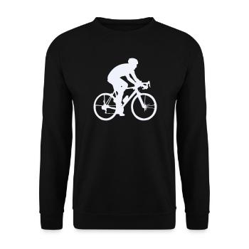 Radfahrer-Silhouette im Flow - Unisex Pullover - Schwarz - Vorne - Alina (178cm) & Michal (187cm)