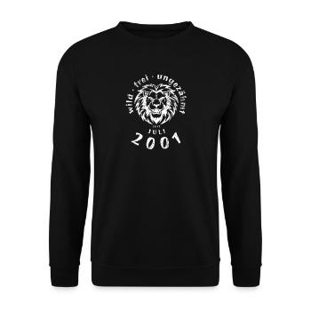 25. Geburtstag Wild, frei, ungezähmt seit 07/2001 - Unisex Pullover - Schwarz - Vorne - Alina (178cm) & Michal (187cm)