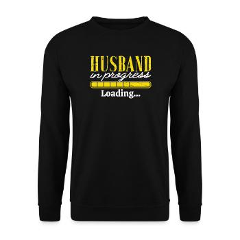 Husband in Progress Loading Grafik Hochzeit JGA - Unisex Pullover - Schwarz - Vorne - Alina (178cm) & Michal (187cm)