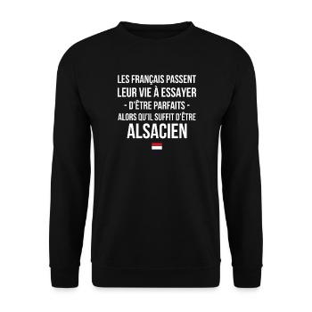 Les Francais Passent Leur Vie A Essayer D Etre ... - Sweat-shirt Unisexe - noir - Devant - Alina (178cm) & Michal (187cm)