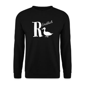 Endlich in Rente - Unisex Pullover - Schwarz - Vorne - Alina (178cm) & Michal (187cm)