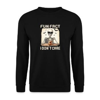 Skeleton Fun Fact I Don't Care - Unisex Sweatshirt - black - Front - Alina (178cm) & Michal (187cm)