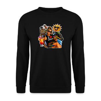 Baltic Sea Holiday Ladies Beach Bar Seagull Summer Motif - Unisex Sweatshirt - black - Front - Alina (178cm) & Michal (187cm)