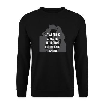 Oscar Wilde quote About Friendship - Unisex Sweatshirt - black - Front - Alina (178cm) & Michal (187cm)