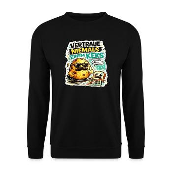 Vertraue nie einem Keks - Unisex Pullover - Schwarz - Vorne - Alina (178cm) & Michal (187cm)
