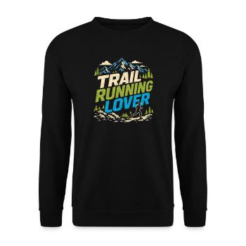 Trail Running Lover Mountain Forest Graphic - Unisex Sweatshirt - black - Front - Alina (178cm) & Michal (187cm)