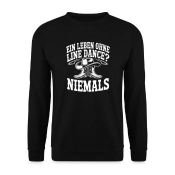 Line Dance Fan - Unisex Pullover - Schwarz - Vorne - Alina (178cm) & Michal (187cm)