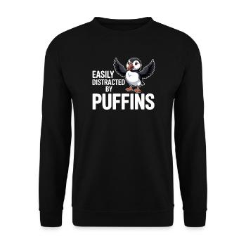 Easily Distracted By Puffins Lustiger - Unisex Sweatshirt - black - Front - Alina (178cm) & Michal (187cm)