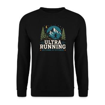 Ultralaufen – wie Laufen, aber mit einem Snack - Unisex Pullover - Schwarz - Vorne - Alina (178cm) & Michal (187cm)