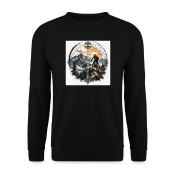 Nordic Mountainbike Sonnenpfad - Unisex Pullover - Schwarz - Vorne - Alina (178cm) & Michal (187cm)
