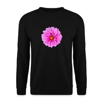Vibrant_Pink_Dahlia_Flower_Wall_Art_Print - Sweat-shirt Unisexe - noir - Devant - Alina (178cm) & Michal (187cm)