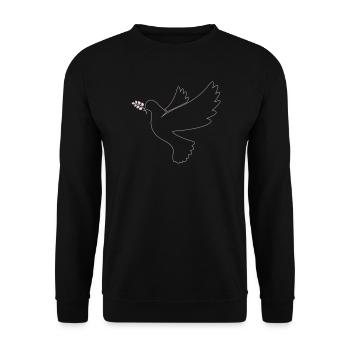 Taube mit Olivenzweig Linienkunst - Unisex Pullover - Schwarz - Vorne - Alina (178cm) & Michal (187cm)