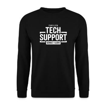Familien Tech Support Gehalt 0,00€ - Unisex Pullover - Schwarz - Vorne - Alina (178cm) & Michal (187cm)