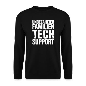 Unbezahlter Familien Tech-Support - Unisex Pullover - Schwarz - Vorne - Alina (178cm) & Michal (187cm)