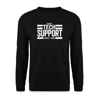 Familien Tech Support Schild - Unisex Pullover - Schwarz - Vorne - Alina (178cm) & Michal (187cm)