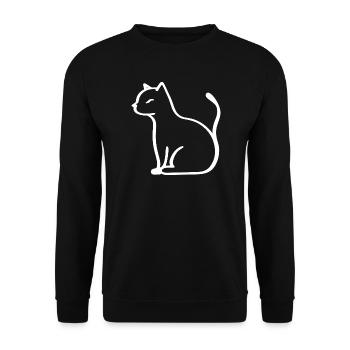 Katze Line Art - Unisex Pullover - Schwarz - Vorne - Alina (178cm) & Michal (187cm)