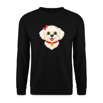 Cute Maltese Puppy (Portrait comique) - Sweat-shirt Unisexe - noir - Devant - Alina (178cm) & Michal (187cm)