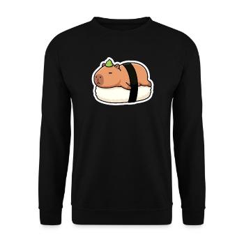 Nigiri mignon au sushi capybara - Sweat-shirt Unisexe - noir - Devant - Alina (178cm) & Michal (187cm)