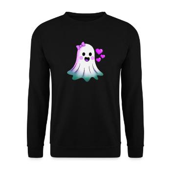 Pastel Ghost with Hearts, Ghosts Girl - Unisex Sweatshirt - black - Front - Alina (178cm) & Michal (187cm)