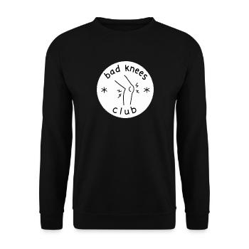 Badge minimaliste drôle du Bad Knees Club - Sweat-shirt Unisexe - noir - Devant - Alina (178cm) & Michal (187cm)