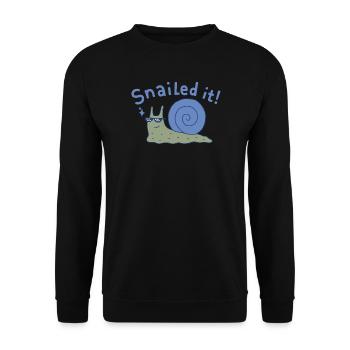 Snail mit Pixelbrille - Unisex Pullover - Schwarz - Vorne - Alina (178cm) & Michal (187cm)