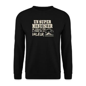 T-shirt Humour Menuisier Cadeau Original - Sweat-shirt Unisexe - noir - Devant - Alina (178cm) & Michal (187cm)