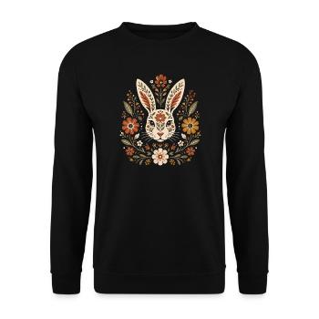 Bunny Rabbit Lover Floral Botanique de Pâques mignon - Sweat-shirt Unisexe - noir - Devant - Alina (178cm) & Michal (187cm)