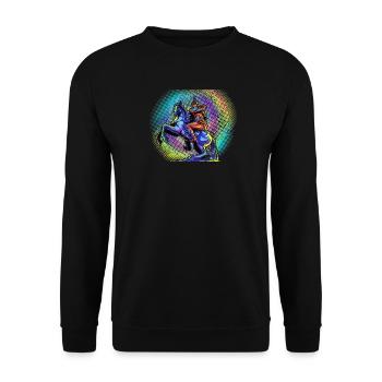 Dynamic Warrior in Pop Art Style - Unisex Sweatshirt - black - Front - Alina (178cm) & Michal (187cm)