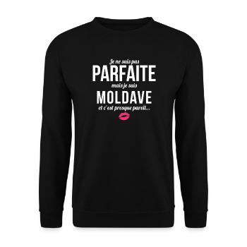 Je Ne Suis Pas Parfaite Mais Je Suis Moldave Et... - Sweat-shirt Unisexe - noir - Devant - Alina (178cm) & Michal (187cm)