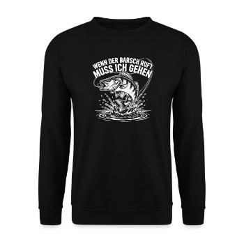 Barsch Angeln - Unisex Pullover - Schwarz - Vorne - Alina (178cm) & Michal (187cm)