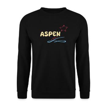 Geschenk für Aspen - Unisex Pullover - Schwarz - Vorne - Alina (178cm) & Michal (187cm)