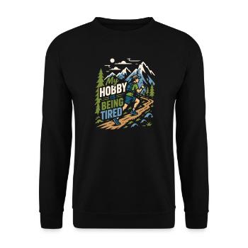 Trailrunning – Mein Hobby ist, müde zu sein - Unisex Pullover - Schwarz - Vorne - Alina (178cm) & Michal (187cm)