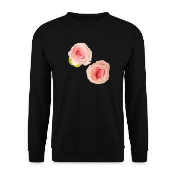 Isolated_Soft_Pink_Rose_Buds_Macro_Photography - Unisex Pullover - Schwarz - Vorne - Alina (178cm) & Michal (187cm)