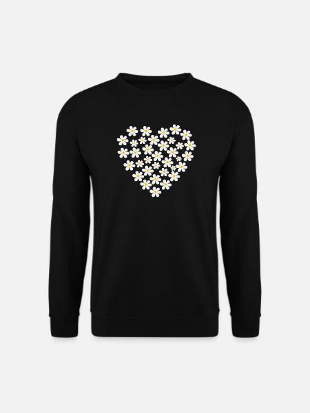 Daisy Heart | Floral Flower Heart - Unisex Sweatshirt - black